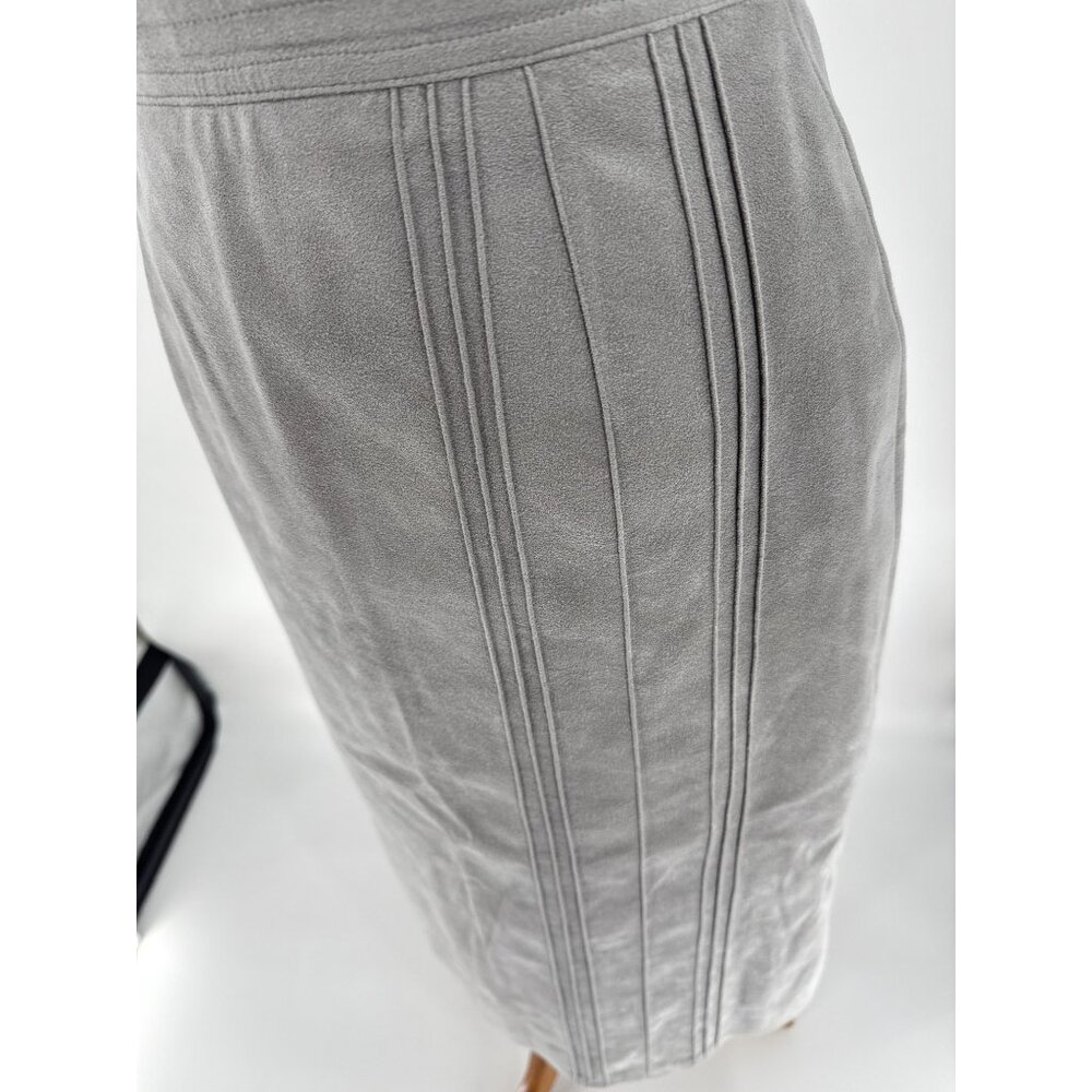 Vintage Yves St Simon Grey Suede Leather Skirt Suit  Two-Piece - Picture 8 of 16